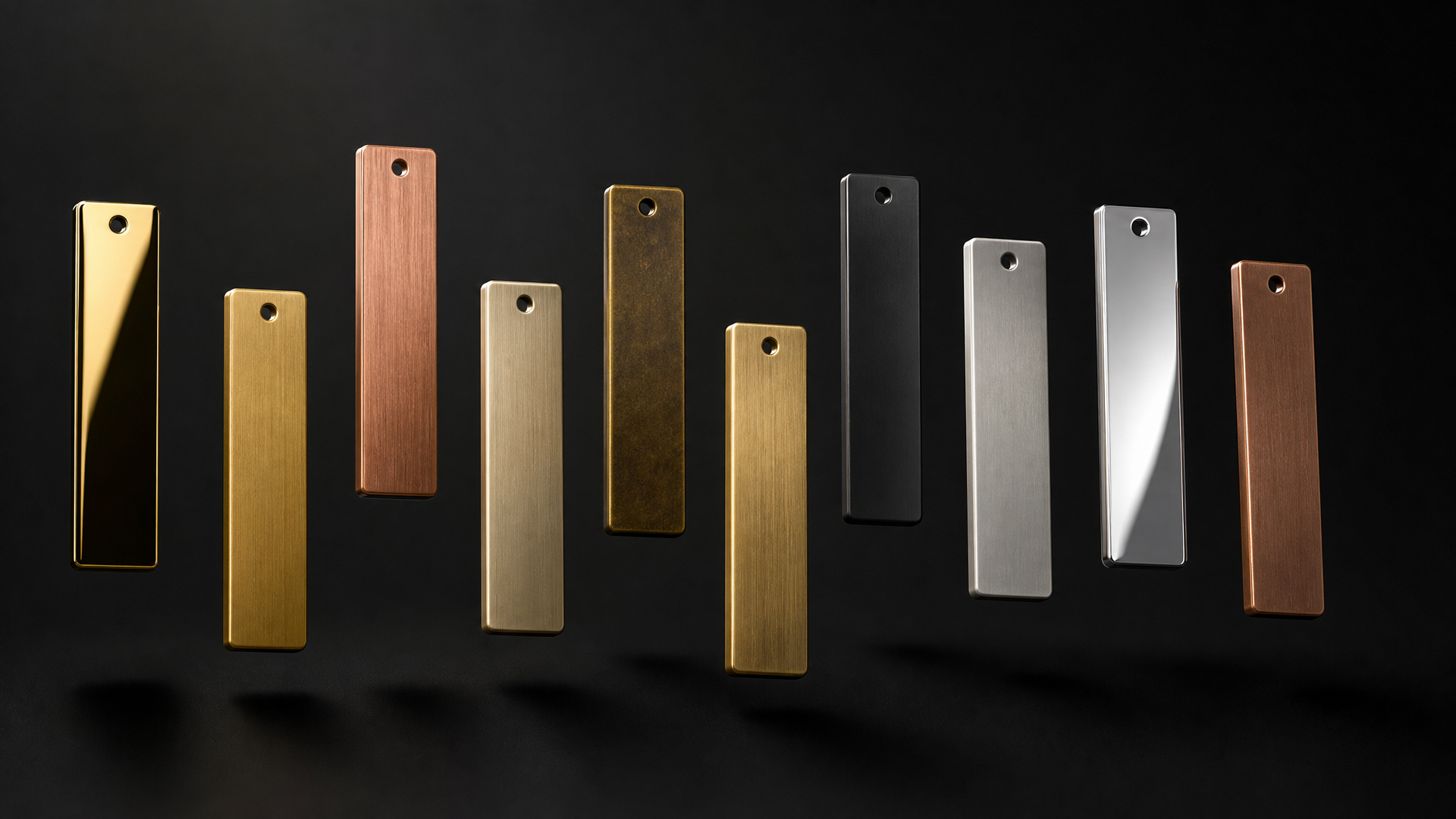 Ten Rareprism stainless steel finishes in editorial composition
